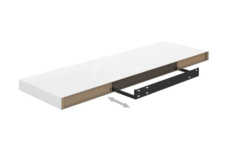 Kelluva seinähylly korkeakiilto valkoinen 80x23,5x3,8 cm MDF - Valkoinen - Säilytys - Hylly - Seinähylly