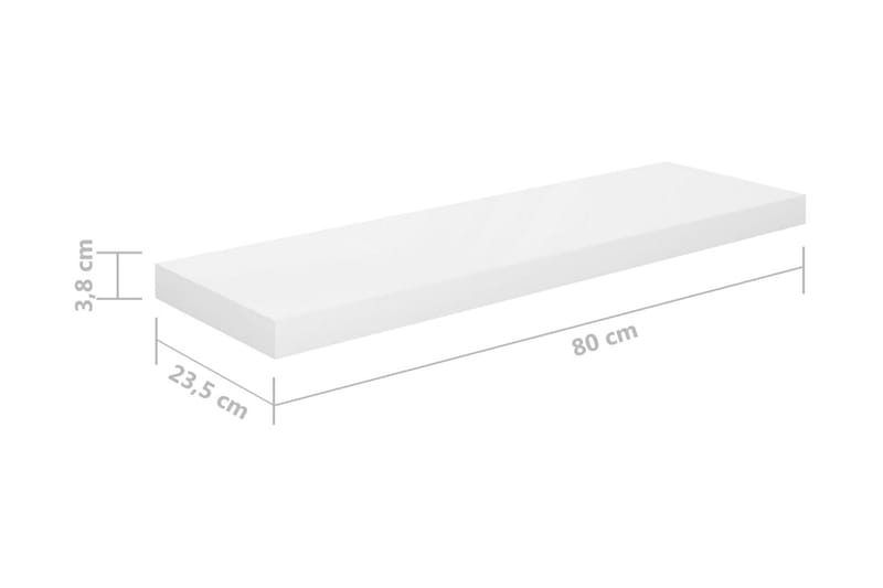 Kelluva seinähylly korkeakiilto valkoinen 80x23,5x3,8 cm MDF - Valkoinen - Säilytys - Hylly - Seinähylly