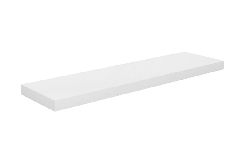 Kelluva seinähylly korkeakiilto valkoinen 90x23,5x3,8 cm MDF - Valkoinen - Säilytys - Hylly - Seinähylly