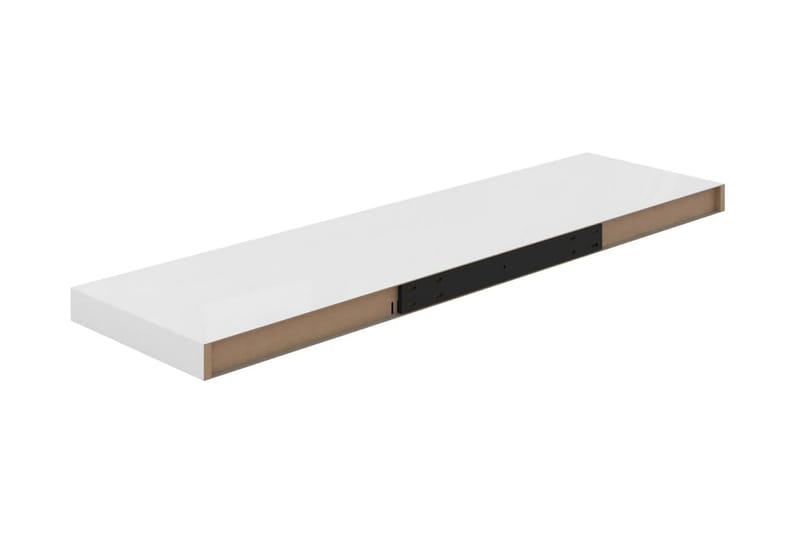 Kelluva seinähylly korkeakiilto valkoinen 90x23,5x3,8 cm MDF - Valkoinen - Säilytys - Hylly - Seinähylly