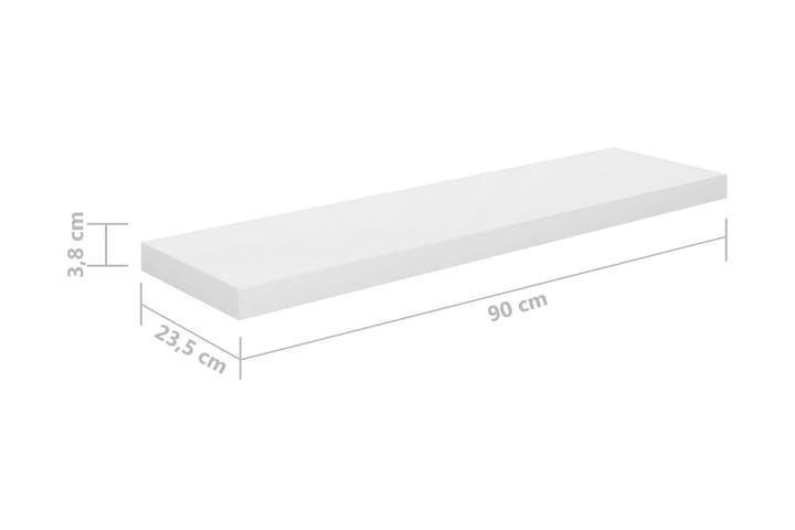 Kelluva seinähylly korkeakiilto valkoinen 90x23,5x3,8 cm MDF - Valkoinen - Seinähylly - Keittiöhylly - Hylly