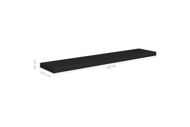 Kelluva seinähylly musta 120x23,5x3,8 cm MDF - Musta - Säilytys - Hylly - Seinähylly