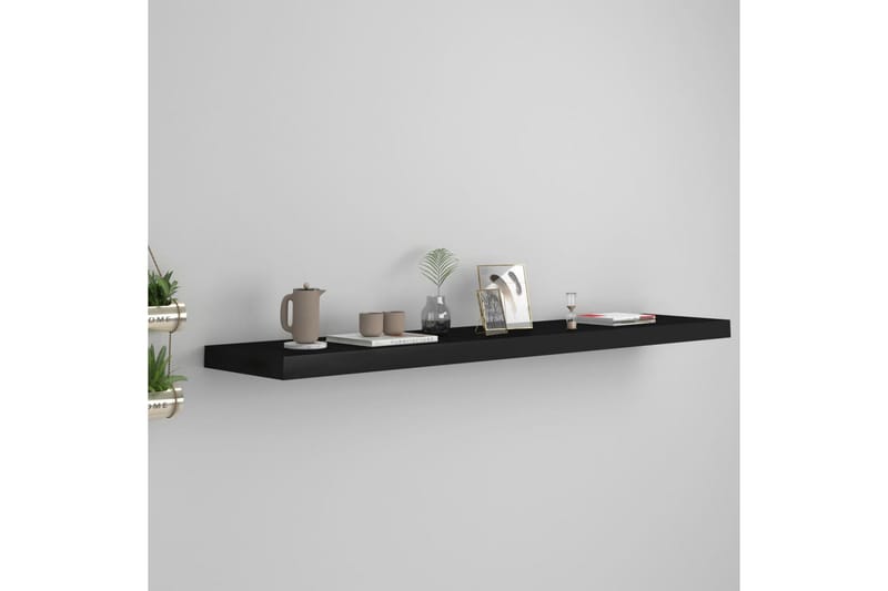 Kelluva seinähylly musta 120x23,5x3,8 cm MDF - Musta - Säilytys - Hylly - Seinähylly