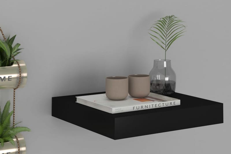 Kelluva seinähylly musta 23x23,5x3,8 cm MDF - Musta - Säilytys - Hylly - Seinähylly