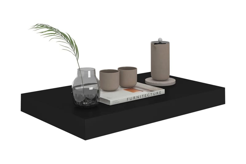 Kelluva seinähylly musta 40x23x3,8 cm MDF - Musta - Säilytys - Hylly - Seinähylly
