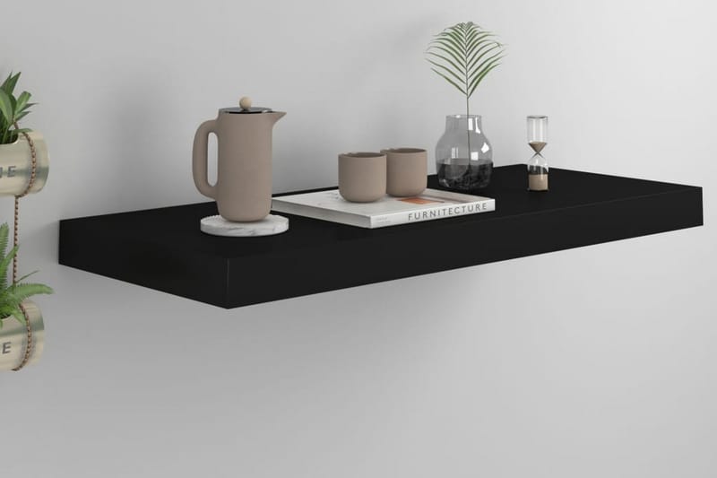 Kelluva seinähylly musta 60x23,5x3,8 cm MDF - Musta - Säilytys - Hylly - Seinähylly