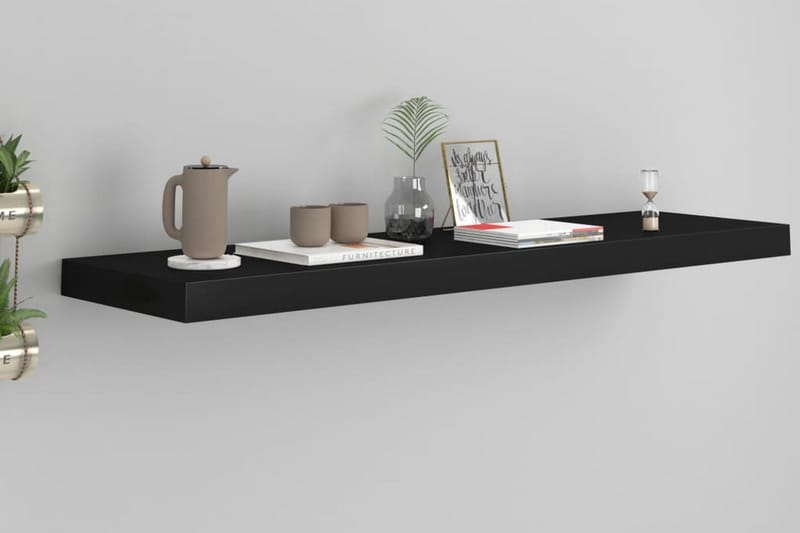 Kelluva seinähylly musta 90x23,5x3,8 cm MDF - Musta - Säilytys - Hylly - Seinähylly
