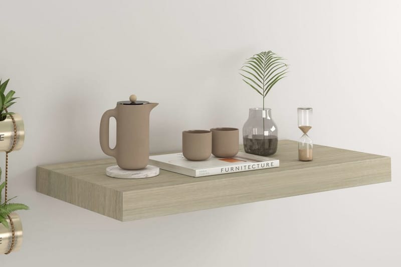 Kelluva seinähylly tammi 50x23x3,8 cm MDF - Ruskea - Seinähylly - Keittiöhylly - Hylly