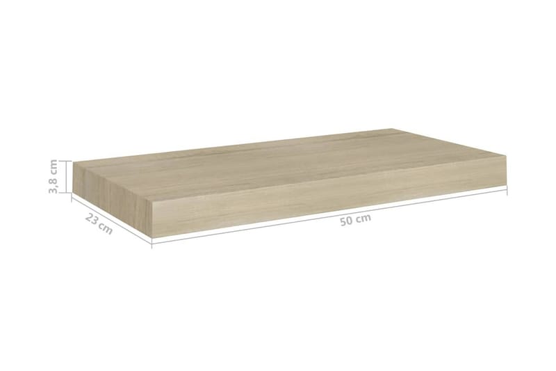 Kelluva seinähylly tammi 50x23x3,8 cm MDF - Ruskea - Seinähylly - Keittiöhylly - Hylly