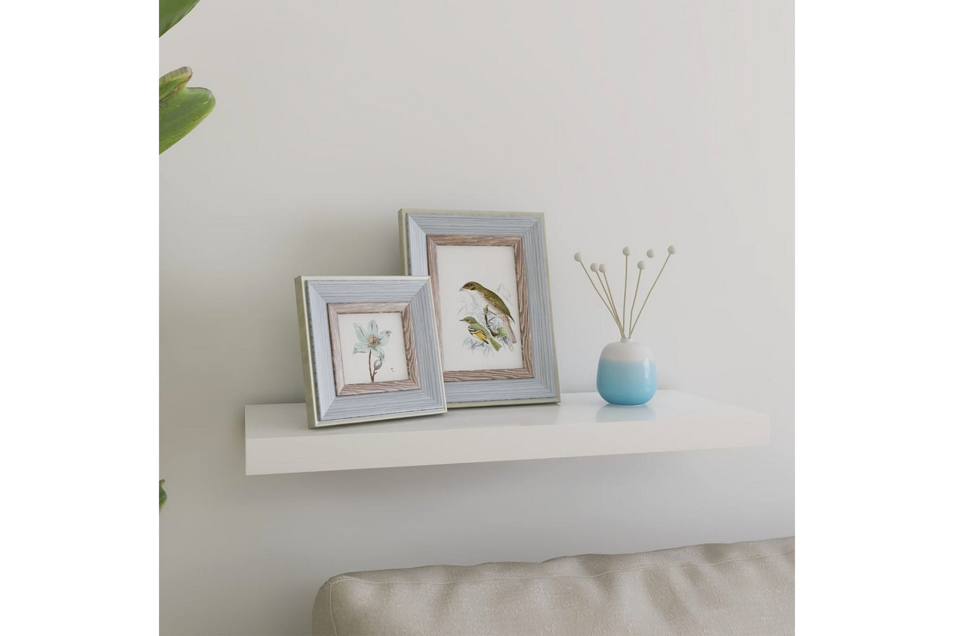 Kelluva seinähylly tammi ja valkoinen 60x23,5x3,8 cm MDF - Valkoinen - Säilytys - Hylly - Seinähylly