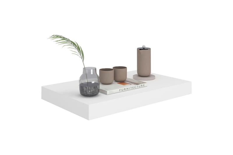 Kelluva seinähylly valkoinen 40x23x3,8 cm MDF - Valkoinen - Säilytys - Hylly - Seinähylly