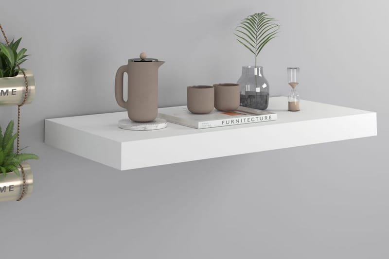Kelluva seinähylly valkoinen 50x23x3,8 cm MDF - Valkoinen - Säilytys - Hylly - Seinähylly