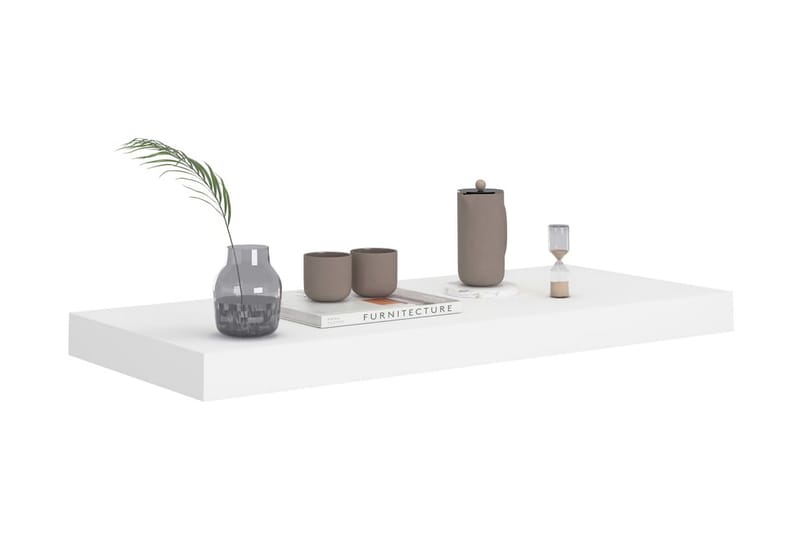 Kelluva seinähylly valkoinen 60x23,5x3,8 cm MDF - Valkoinen - Säilytys - Hylly - Seinähylly