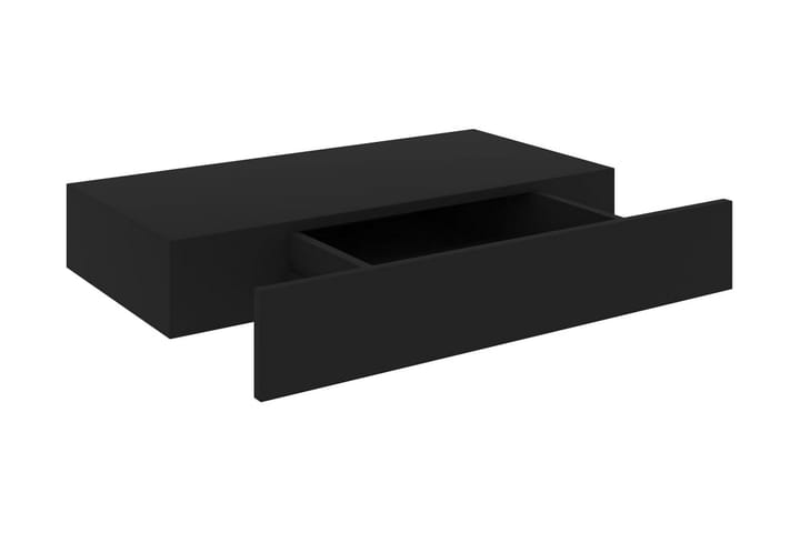 Kelluva seinähylly vetolaatikolla musta 48x25x8 cm - Seinähylly - Keittiöhylly - Hylly