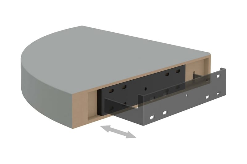 Kelluvat kulmahyllyt 2 kpl harmaa 25x25x3,8 cm MDF - Harmaa - Kulmahylly - Keittiöhylly - Hylly