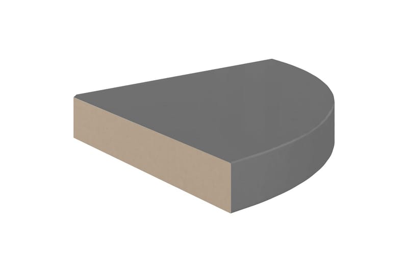 Kelluvat kulmahyllyt 2 kpl korkeakiilto harmaa 25x25x3,8 cm - Harmaa - Säilytys - Hylly - Kulmahylly