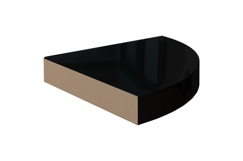Kelluvat kulmahyllyt 2 kpl korkeakiilto musta 25x25x3,8 cm - Musta - Säilytys - Hylly - Kulmahylly