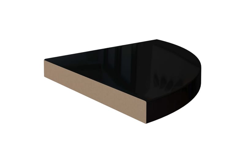 Kelluvat kulmahyllyt 2 kpl korkeakiilto musta 35x35x3,8 cm - Musta - Säilytys - Hylly - Kulmahylly