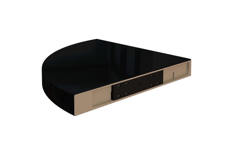 Kelluvat kulmahyllyt 2 kpl korkeakiilto musta 35x35x3,8 cm - Musta - Säilytys - Hylly - Kulmahylly