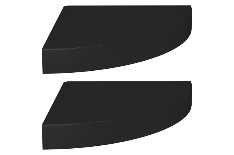 Kelluvat kulmahyllyt 2 kpl musta 25x25x3,8 cm MDF - Musta - Säilytys - Hylly - Kulmahylly