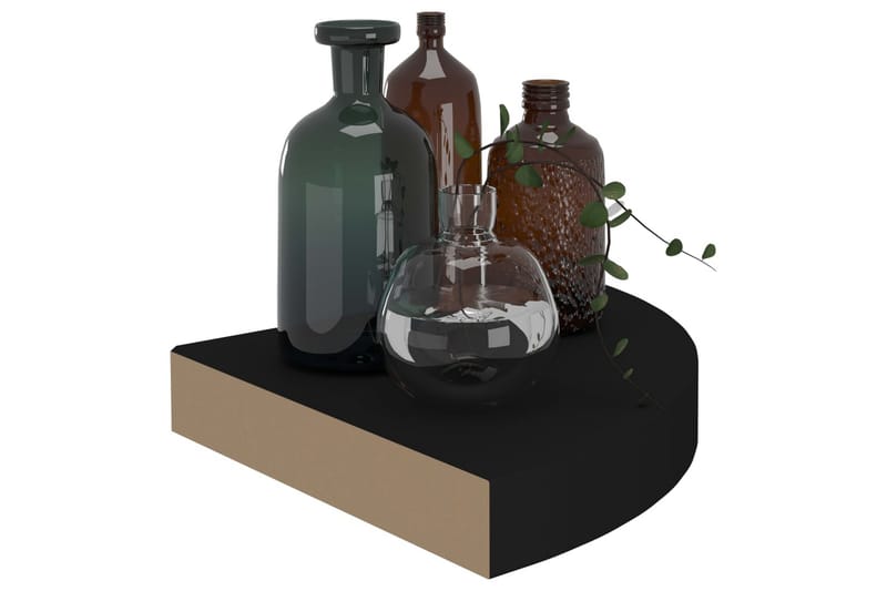 Kelluvat kulmahyllyt 2 kpl musta 25x25x3,8 cm MDF - Musta - Säilytys - Hylly - Kulmahylly