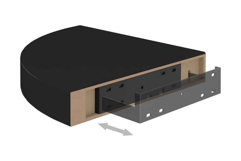 Kelluvat kulmahyllyt 2 kpl musta 25x25x3,8 cm MDF - Musta - Säilytys - Hylly - Kulmahylly