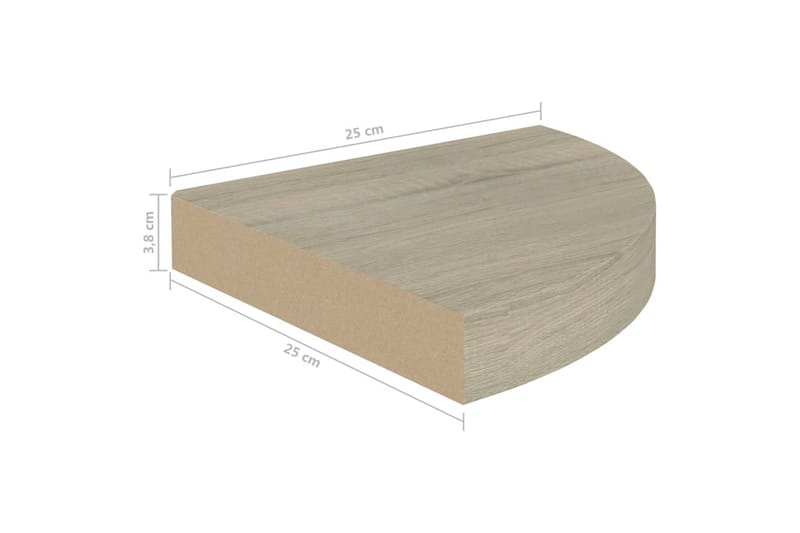 Kelluvat kulmahyllyt 2 kpl tammi 25x25x3,8 cm MDF - Ruskea - Säilytys - Hylly - Kulmahylly