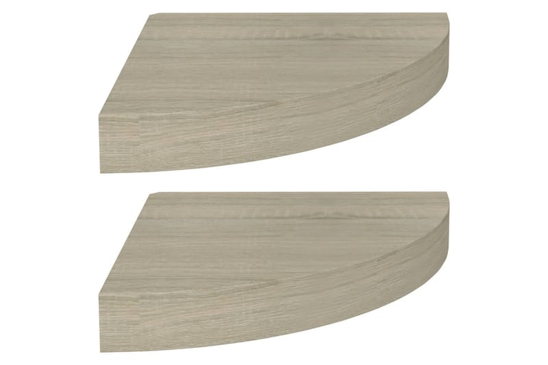 Kelluvat kulmahyllyt 2 kpl tammi 25x25x3,8 cm MDF - Ruskea - Säilytys - Hylly - Kulmahylly