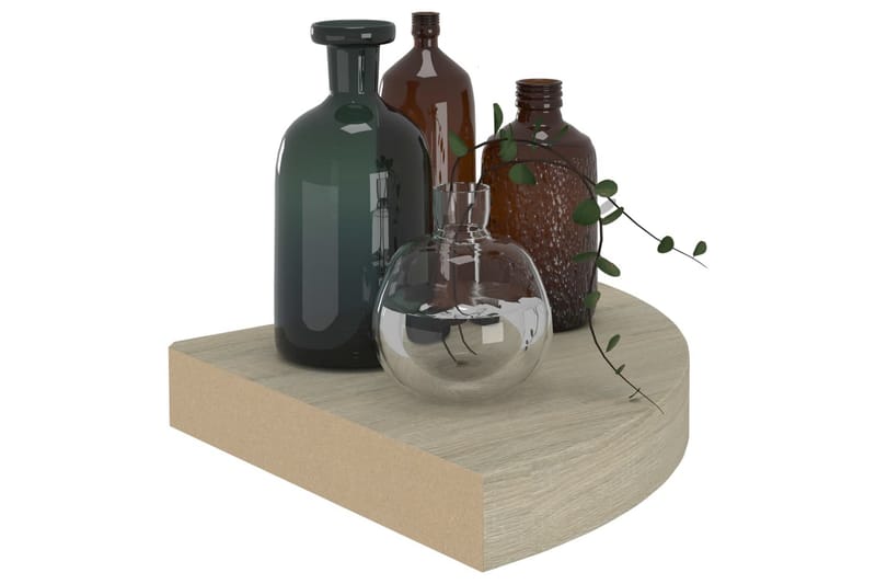 Kelluvat kulmahyllyt 2 kpl tammi 25x25x3,8 cm MDF - Ruskea - Säilytys - Hylly - Kulmahylly