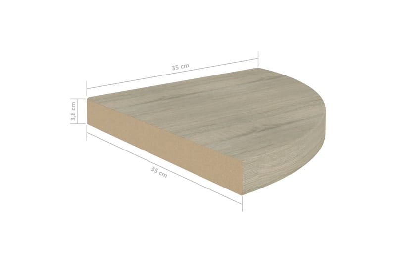 Kelluvat kulmahyllyt 2 kpl tammi 35x35x3,8 cm MDF - Ruskea - Säilytys - Hylly - Kulmahylly