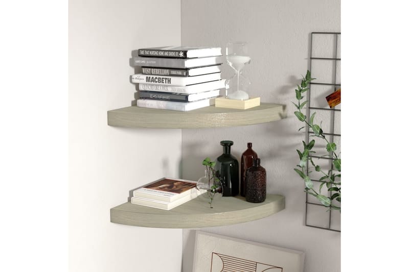 Kelluvat kulmahyllyt 2 kpl tammi 35x35x3,8 cm MDF - Ruskea - Säilytys - Hylly - Kulmahylly