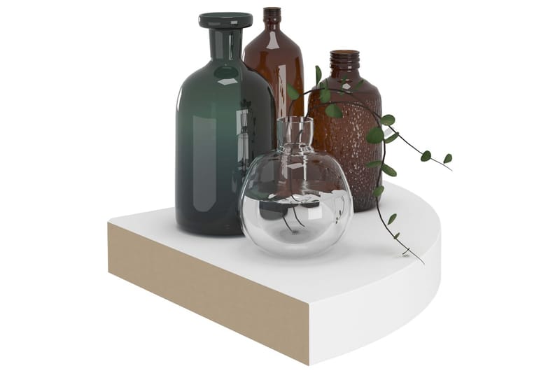 Kelluvat kulmahyllyt 2 kpl valkoinen 25x25x3,8 cm MDF - Valkoinen - Säilytys - Hylly - Kulmahylly