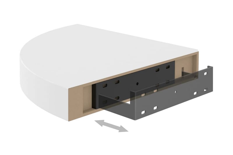 Kelluvat kulmahyllyt 2 kpl valkoinen 25x25x3,8 cm MDF - Valkoinen - Säilytys - Hylly - Kulmahylly