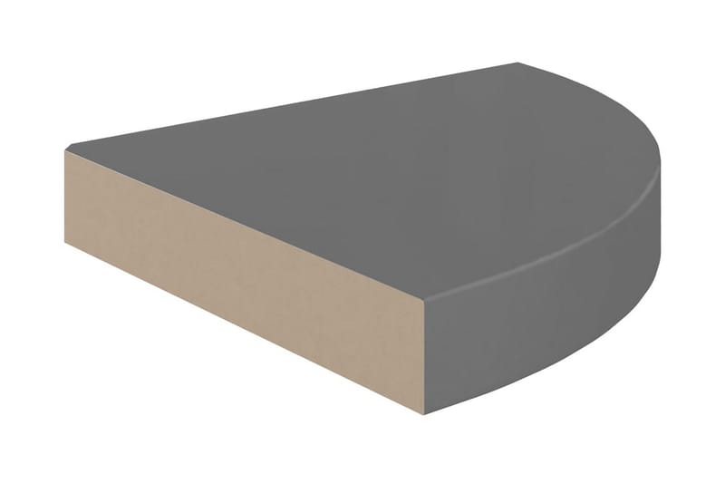 Kelluvat kulmahyllyt 4 kpl korkeakiilto harmaa 25x25x3,8 cm - Harmaa - Säilytys - Hylly - Kulmahylly