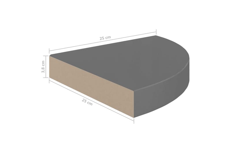 Kelluvat kulmahyllyt 4 kpl korkeakiilto harmaa 25x25x3,8 cm - Harmaa - Säilytys - Hylly - Kulmahylly
