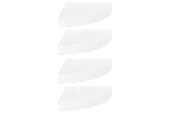 Kelluvat kulmahyllyt 4 kpl korkeakiilto valk. 25x25x3,8 cm - Valkoinen - Kulmahylly - Hylly - Keittiöhylly