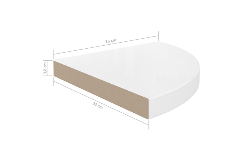 Kelluvat kulmahyllyt 4 kpl korkeakiilto valk. 35x35x3,8 cm - Valkoinen - Säilytys - Hylly - Kulmahylly