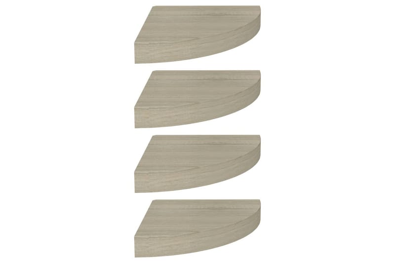 Kelluvat kulmahyllyt 4 kpl tammi 25x25x3,8 cm MDF - Ruskea - Säilytys - Hylly - Kulmahylly