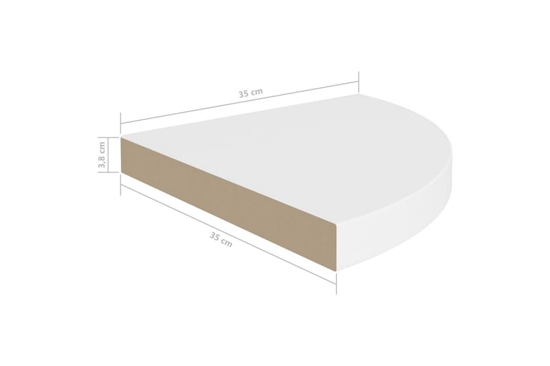 Kelluvat kulmahyllyt 4 kpl valkoinen 35x35x3,8 cm MDF - Valkoinen - Kulmahylly - Keittiöhylly - Hylly