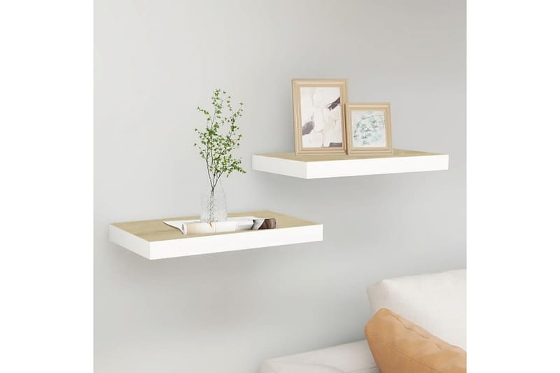 Kelluvat seinähyllyt 2 kpl 40x23x3,8 cm MDF - Valkoinen - Säilytys - Hylly - Seinähylly