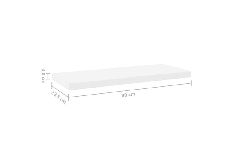 Kelluvat seinähyllyt 2 kpl 80x23,5x3,8cm MDF - Valkoinen - Säilytys - Hylly - Seinähylly