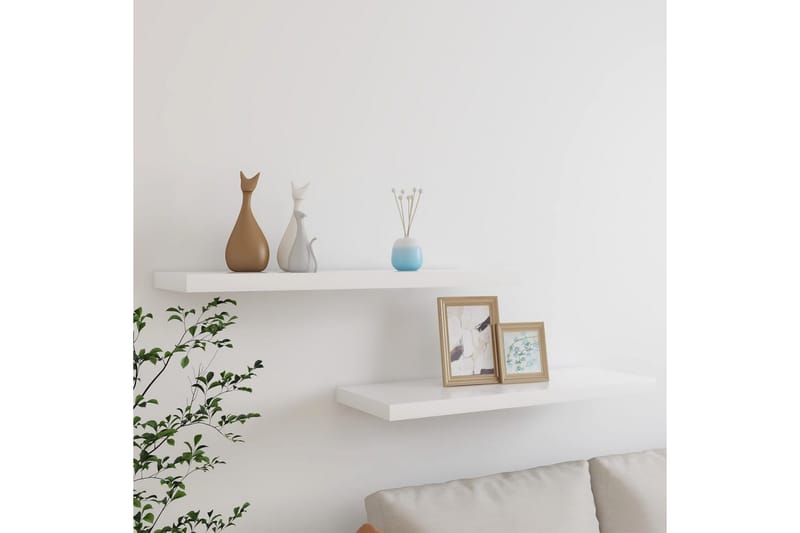 Kelluvat seinähyllyt 2 kpl 80x23,5x3,8cm MDF - Valkoinen - Säilytys - Hylly - Seinähylly