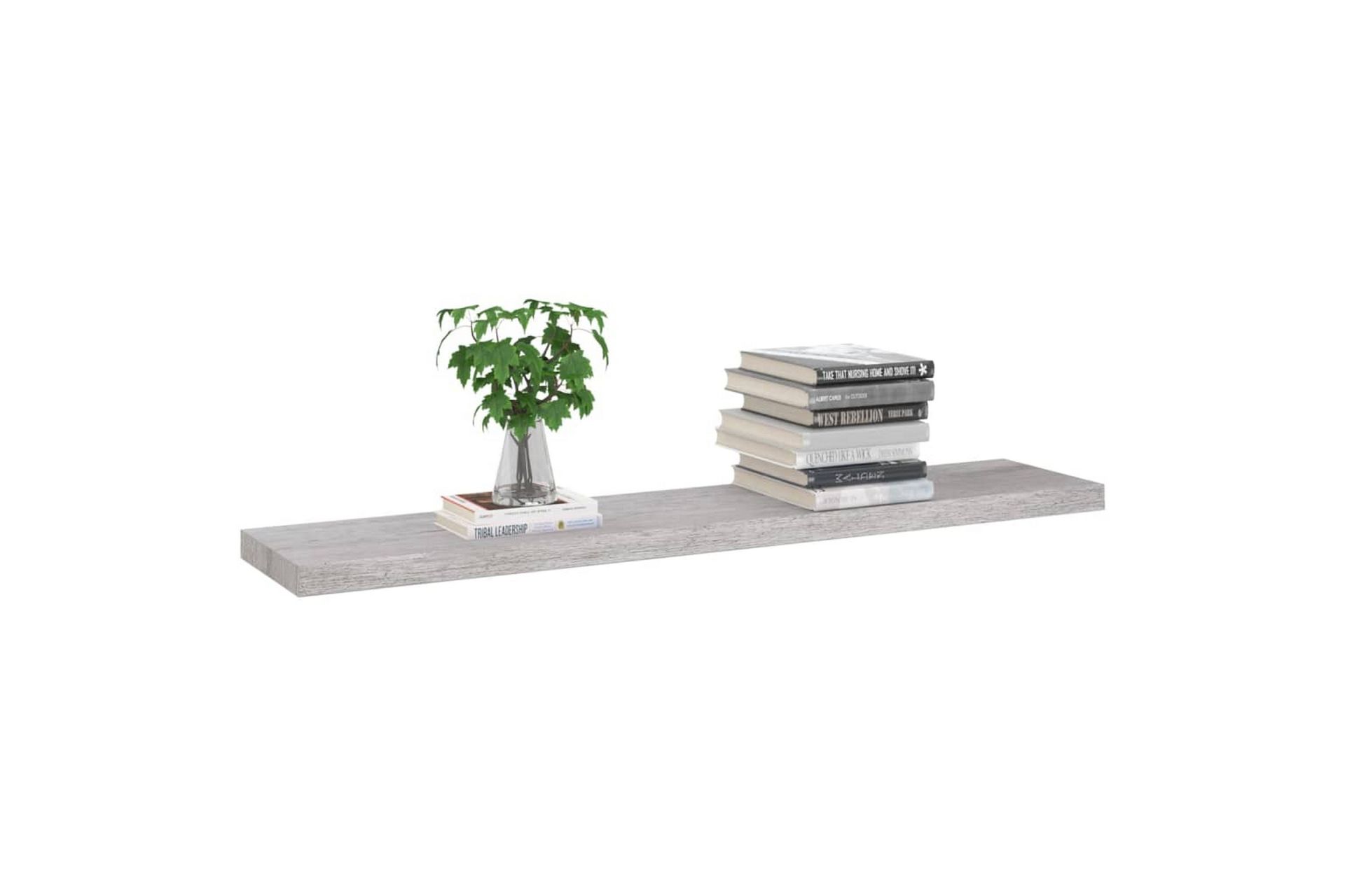 Kelluvat seinähyllyt 2 kpl betoninharmaa 120x23,5x3,8 cm MDF - Harmaa - Säilytys - Hylly - Seinähylly
