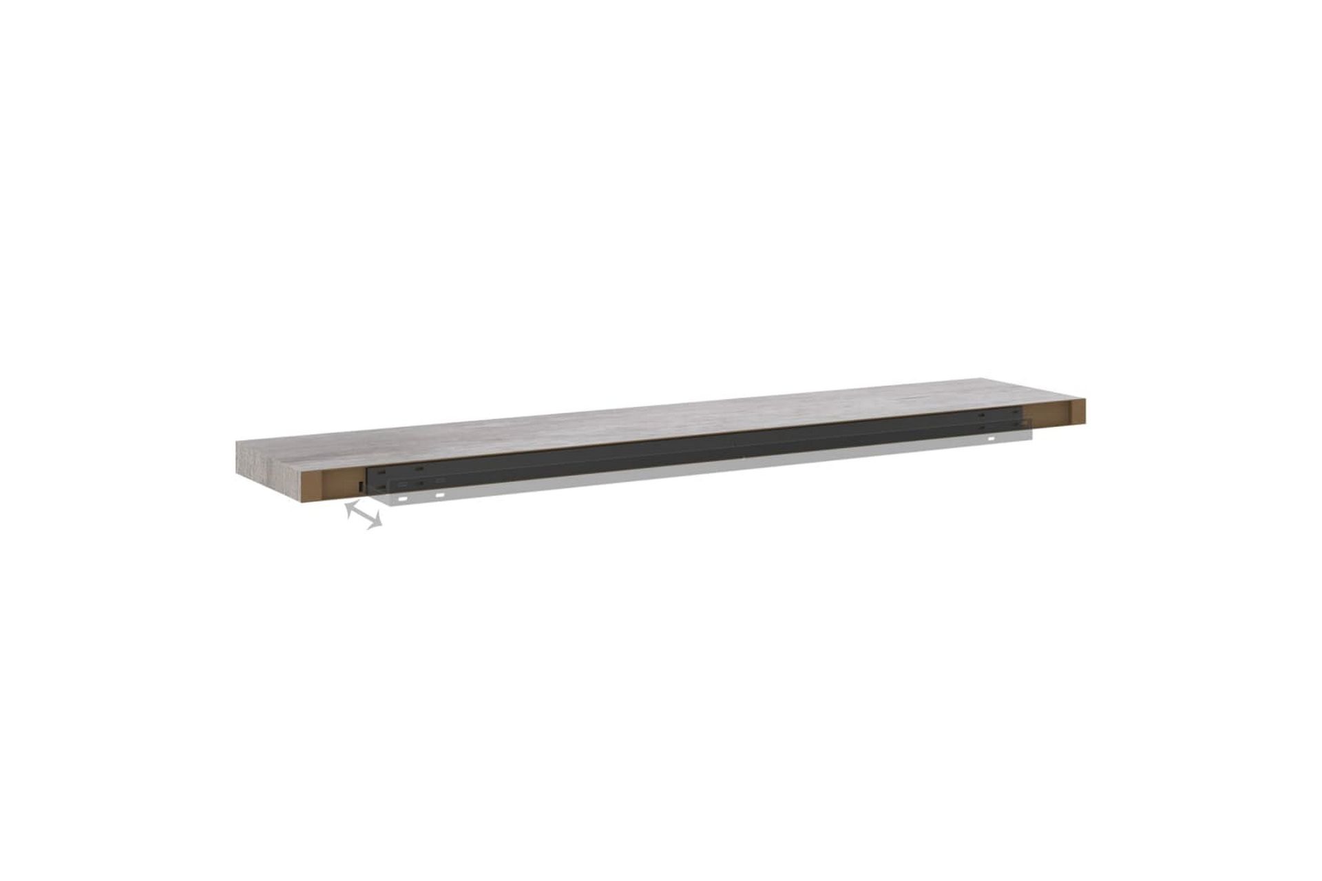 Kelluvat seinähyllyt 2 kpl betoninharmaa 120x23,5x3,8 cm MDF - Harmaa - Säilytys - Hylly - Seinähylly