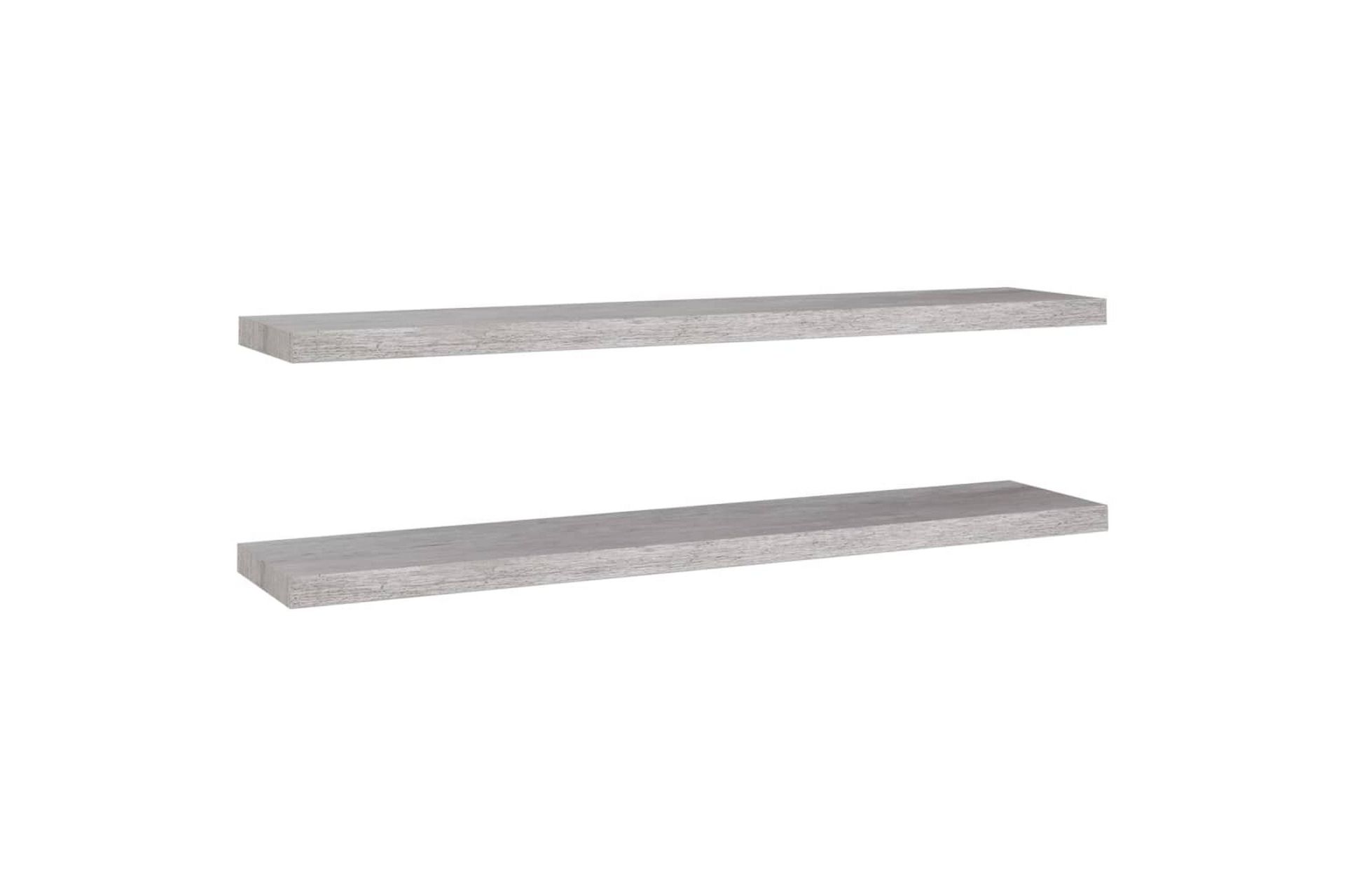 Kelluvat seinähyllyt 2 kpl betoninharmaa 120x23,5x3,8 cm MDF - Harmaa - Säilytys - Hylly - Seinähylly