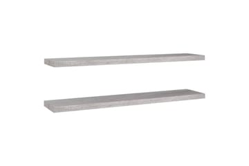 Kelluvat seinähyllyt 2 kpl betoninharmaa 120x23,5x3,8 cm MDF - Harmaa - Säilytys - Hylly - Seinähylly