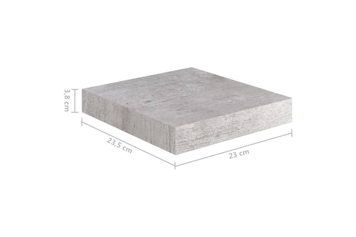 Kelluvat seinähyllyt 2 kpl betoninharmaa 23x23,5x3,8 cm MDF - Harmaa - Seinähylly - Keittiöhylly - Hylly
