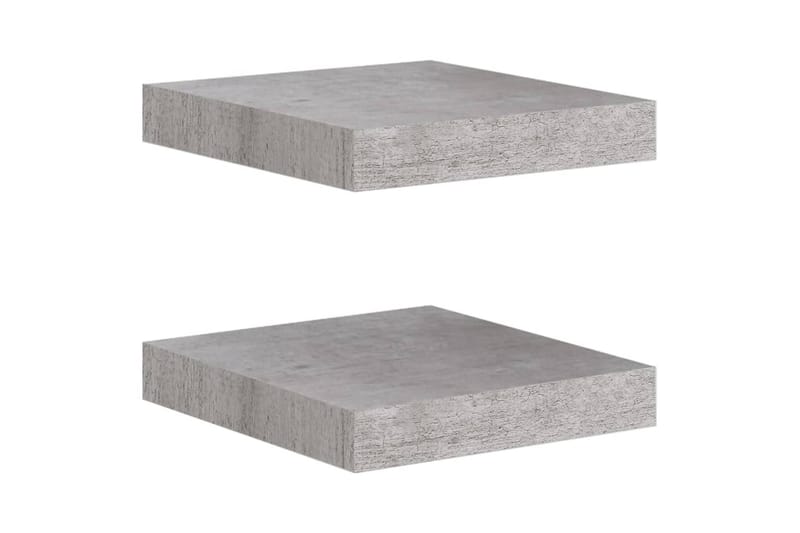 Kelluvat seinähyllyt 2 kpl betoninharmaa 23x23,5x3,8 cm MDF - Harmaa - Seinähylly - Keittiöhylly - Hylly