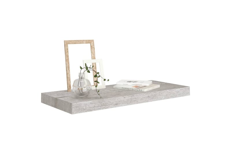 Kelluvat seinähyllyt 2 kpl betoninharmaa 60x23,5x3,8 cm MDF - Harmaa - Seinähylly - Keittiöhylly - Hylly