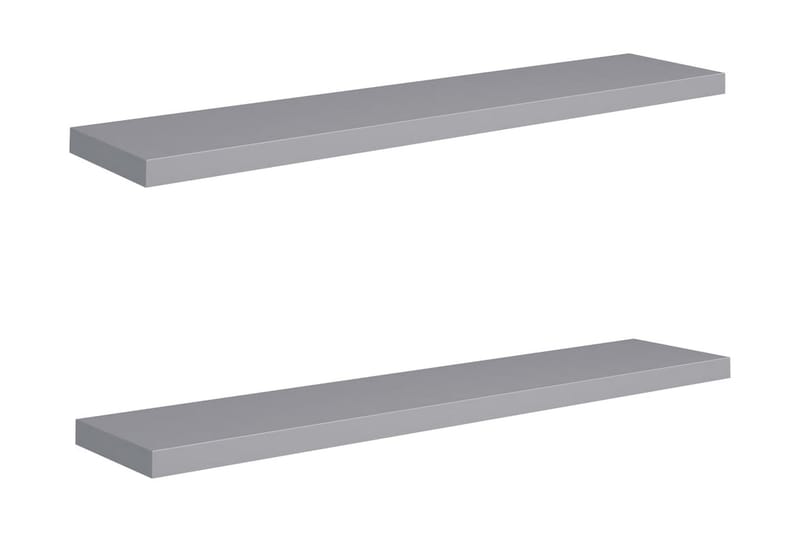 Kelluvat seinähyllyt 2 kpl harmaa 120x23,5x3,8 cm MDF - Harmaa - Säilytys - Hylly - Seinähylly